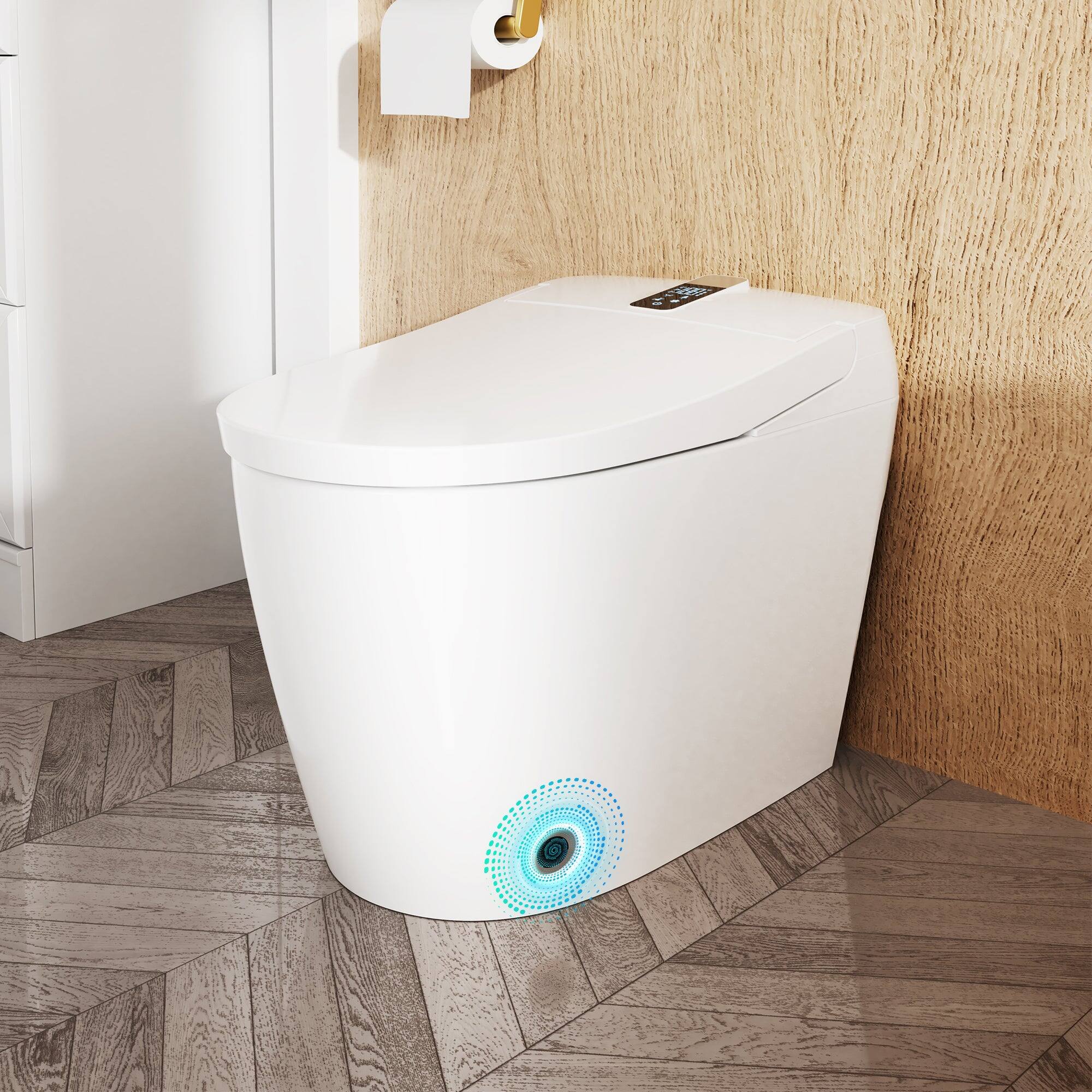 Alt View 3. Boyel Living - Smart Toilet Ceramic Body Heated Seat Multi Wash Auto Flush with Remote - White.