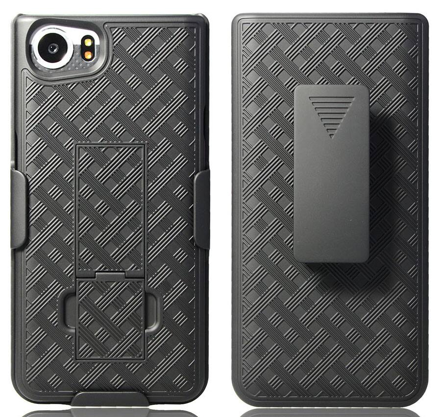 Alt View 6. Nakedcellphone - Combo for BlackBerry Keyone - Case with Stand and Belt Clip Holster - Black.