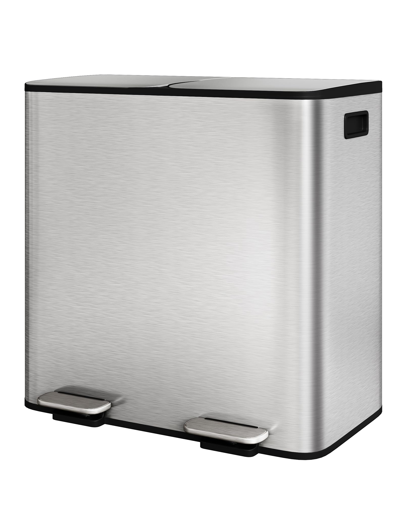 Front. Acekool - Stainless Steel Double Trash Can with Lid for Kitchen, Large Dual Trash and Recycle Bin Combo.