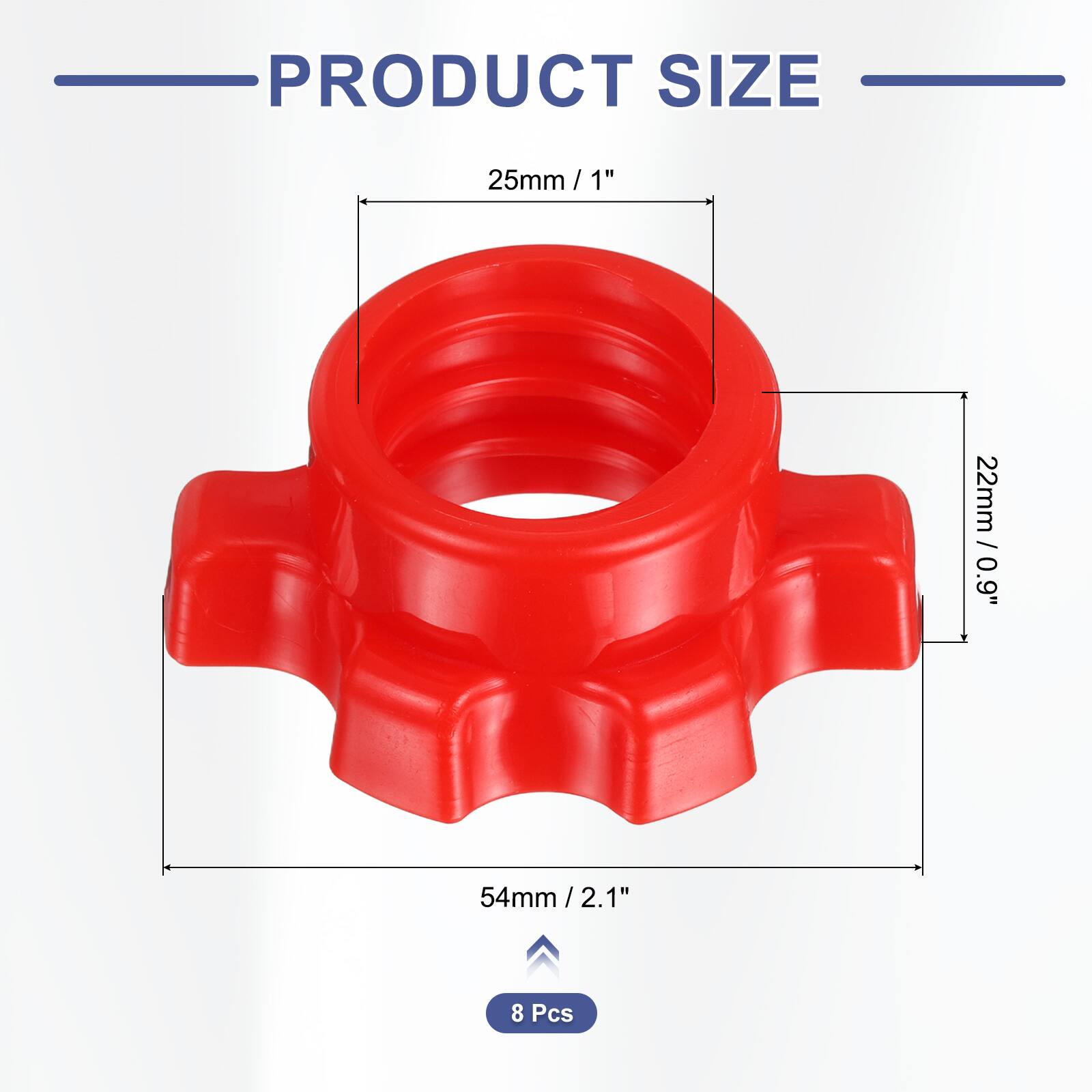PRODUCT SIZE  
25mm / 1"  
22mm / 0.9"  
54mm / 2.1"  
8 Pcs
