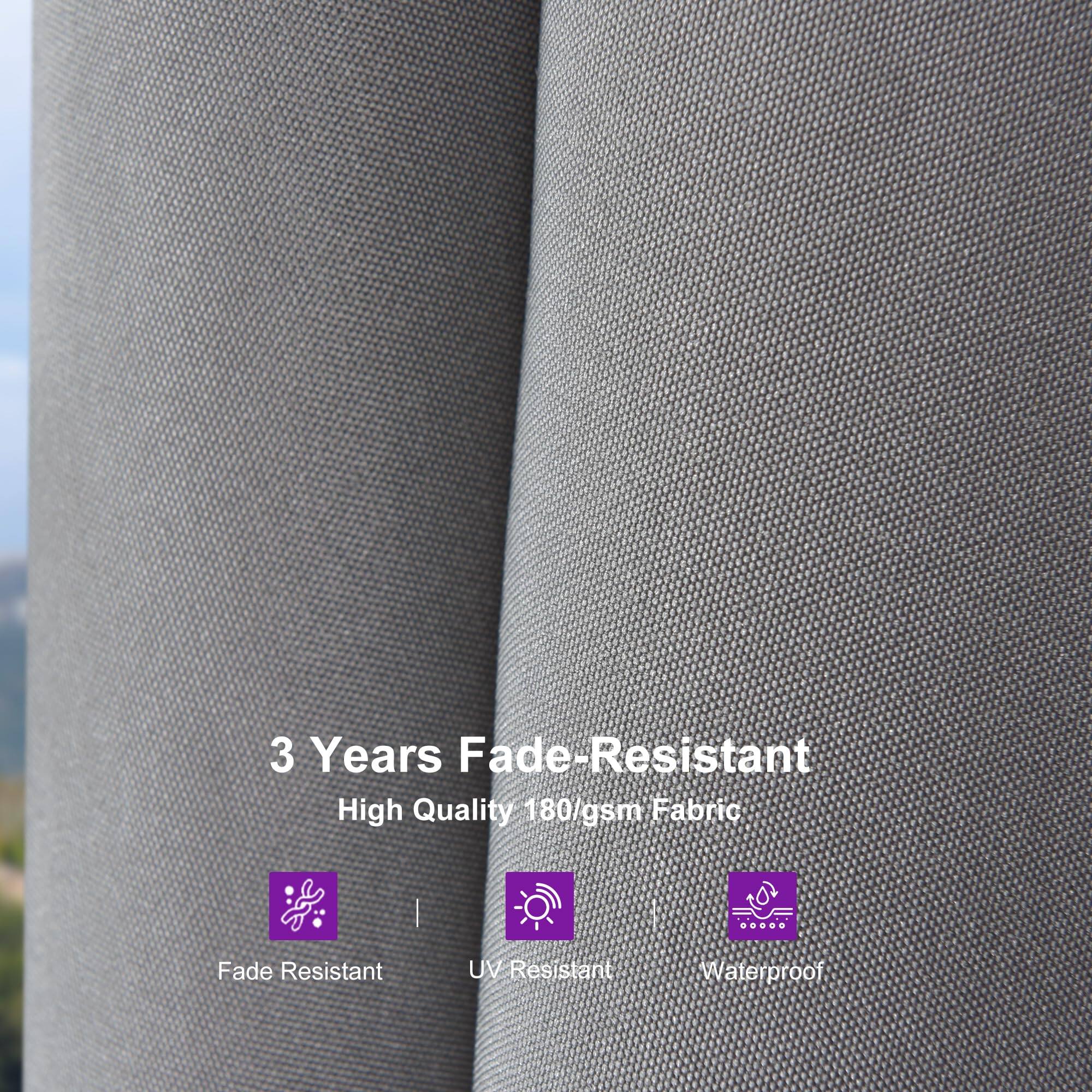 3 Years Fade-Resistant  
High Quality 180/gsm Fabric  

Fade Resistant  
UV Resistant  
Waterproof