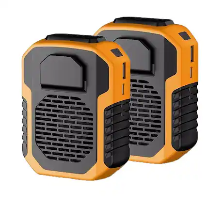 Front. Stock Preferred - 2 Pack Portable Waist Clip-On Fan & Power Bank.