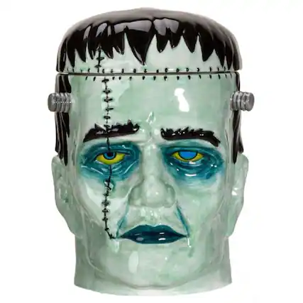 Front. Pacific Trading - Frankenstein Head Ceramic Cookie Jar - Green.