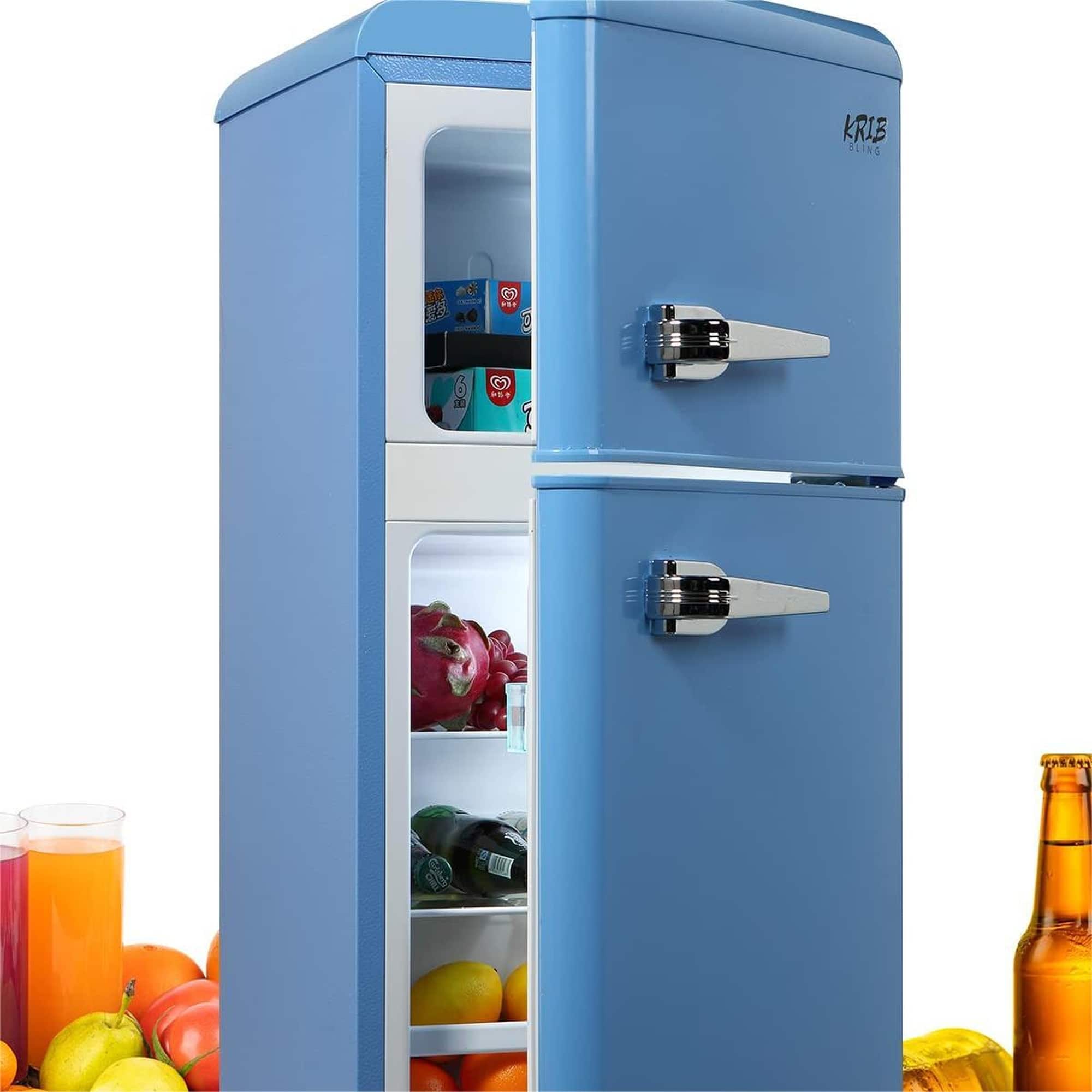 Boyel Living - 3.5 Cu.ft Compact Refrigerator, Retro Mini Fridge with Freezer, Small Drink Chiller with 2 Door Adjustable Mechanical - Blue