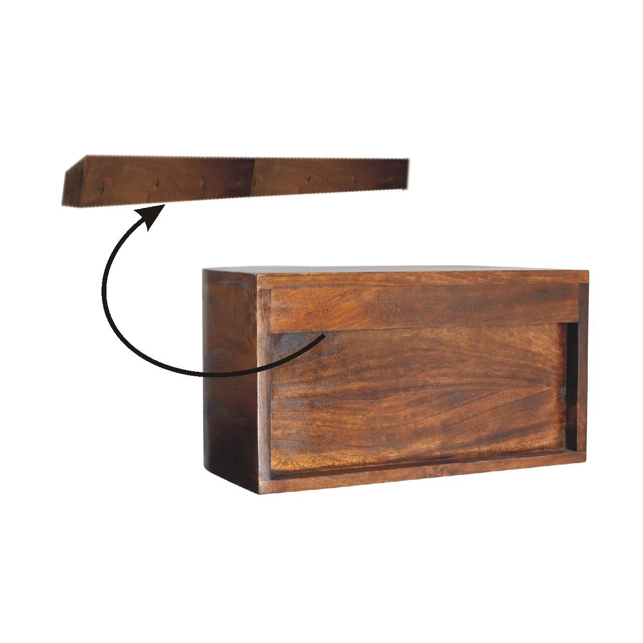 Alt View 5. Artisan Furniture - Artisan Furniture Solid Wood Lunar 2 Drawer Floating Nightstand, Darkk Brown - Chestnut.