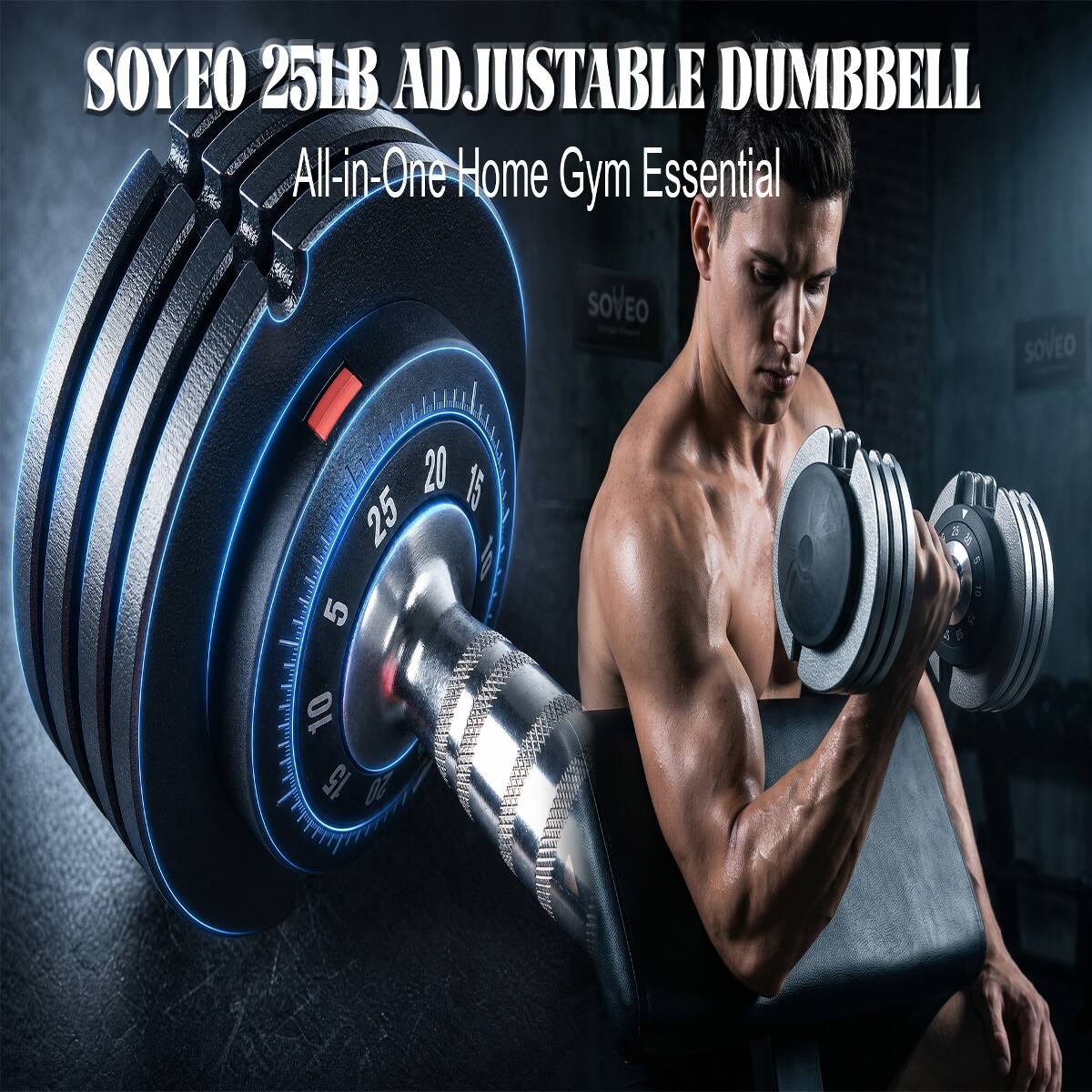 SOYEO 25LB ADJUSTABLE DUMBBELL  
All-in-One Home Gym Essential  
SOVEO