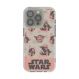 Keyscaper - Star Wars: The Mandalorian Pattern Clear Phone Case - Apple iPhone 14 - Grogu