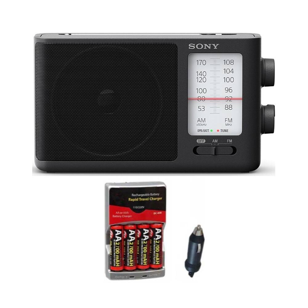 SONY  
170 140 120 100 80 53 108 104 100 96 92 88  
AM 10kMHZ OPR/BATT FM MHZ TUNE OFF AM FM  
Rechargeable Battery Rapid Travel Charger 110/220V  
A - AA Batteries Charger  
AA AA AA  
2 2 2  
00 700 00  
HAm HAm HAm  
D - AA 2 AA  
2700mAH  
HAm 700