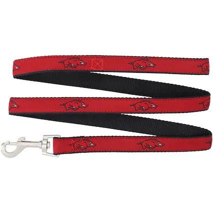 Front. StadiumSpot - Arkansas Razorbacks 4' Narrow Dog Leash - Red.