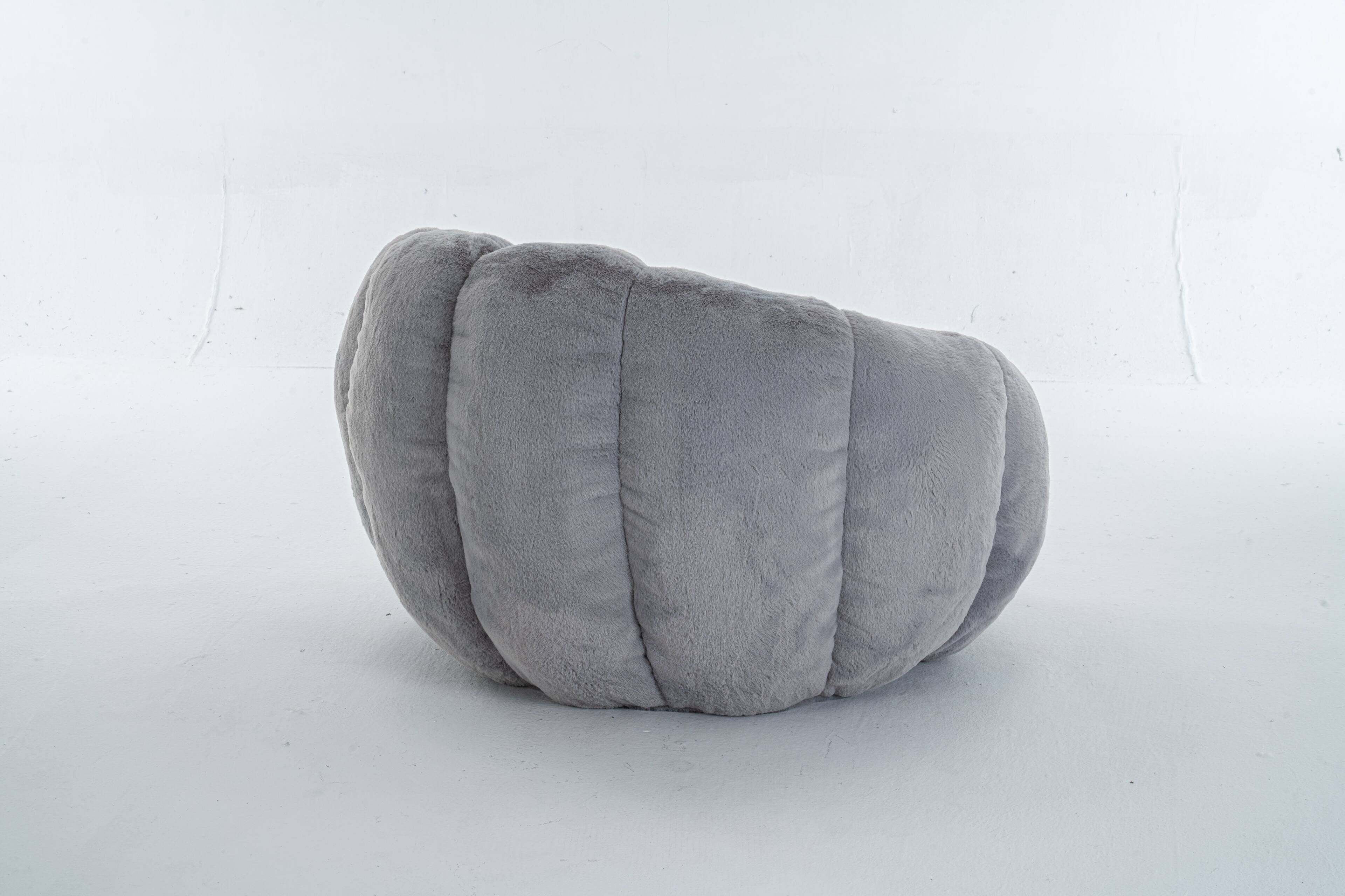Alt View 2. LOVMOR - Large Faux Fur Bean Bag Chairs For Living Room Bedroom Reading Plush Cozy Ultra Relaxing Indoor Lounge Seating - Gray.
