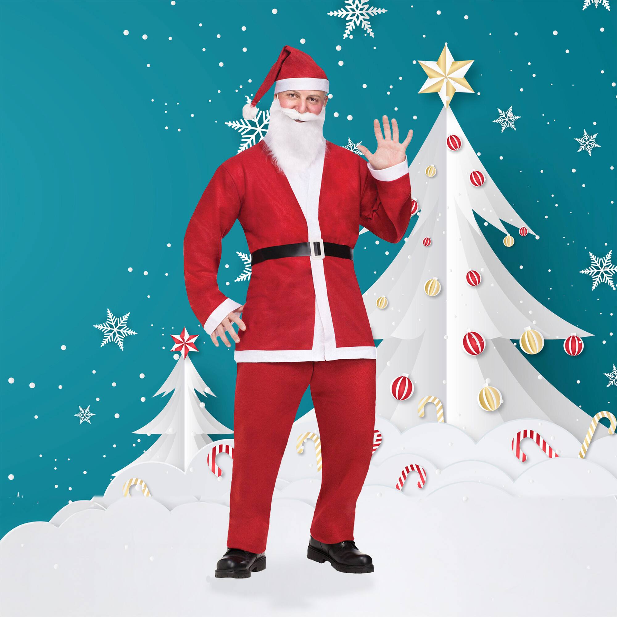 Front. Fun World - Pub Crawl Adult Santa Suit Christmas Costume - Standard Size - Red.