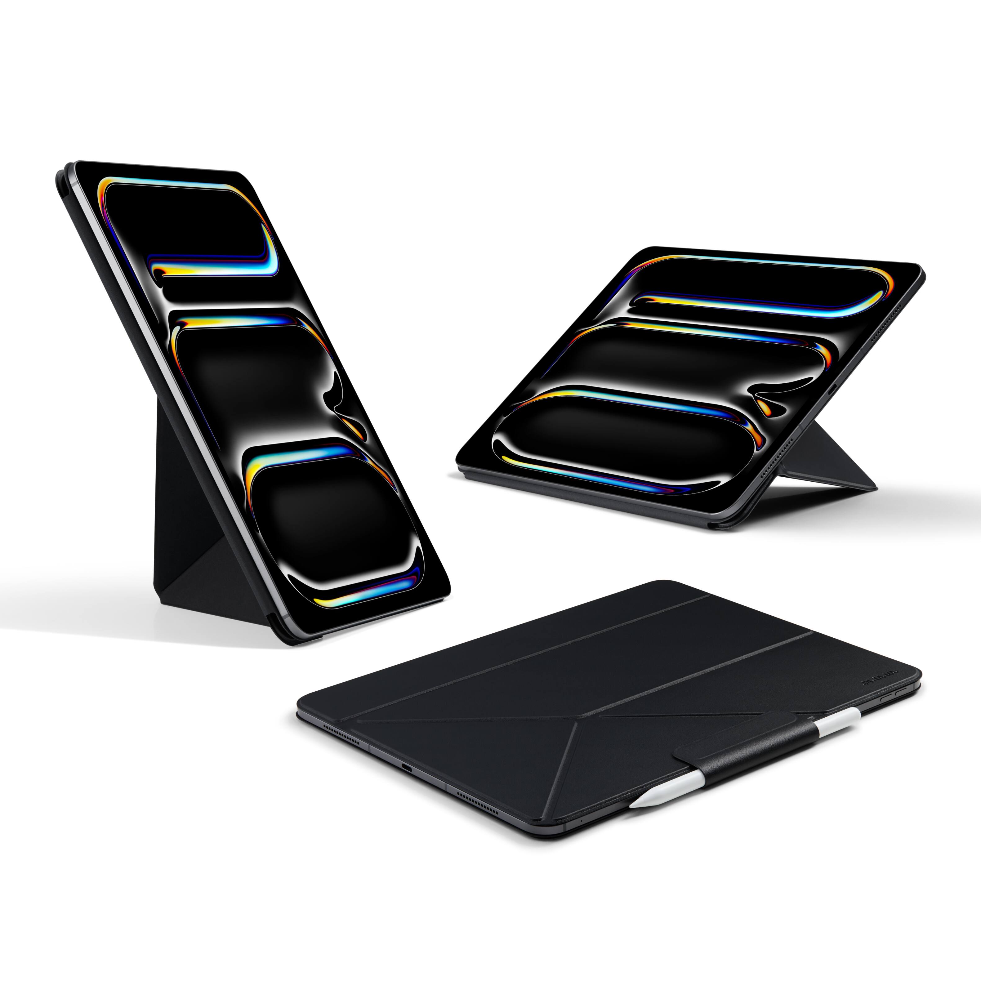 Front. Pitaka - iPad Pro 13 Inch Case M5/M4, 5 Intuitive Angles, Portrait/Landscape Magnetic Case with Pencil Holder, Auto Wake/Sleep - Black.