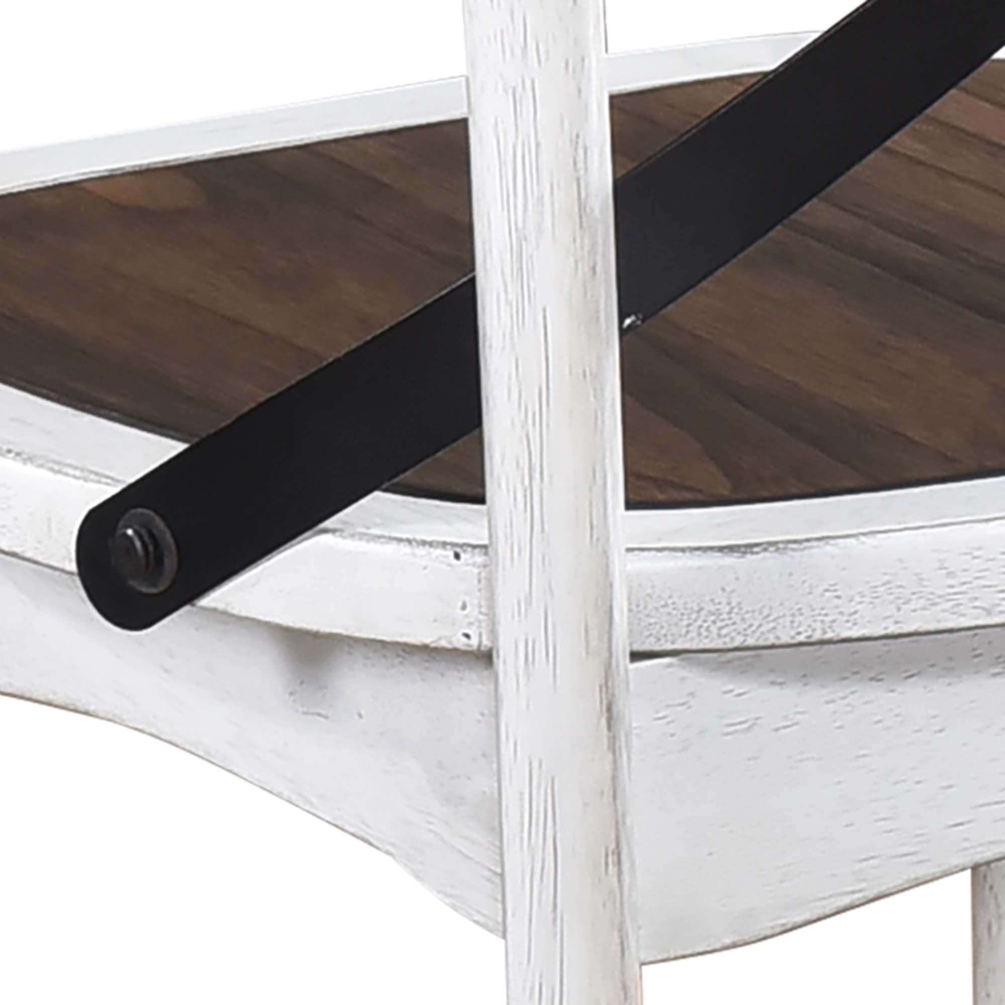 Alt View 6. Lirago - 21 Inch Rustic Farmhouse Dining Chairs Set of 2 Solid Wood Frame Metal X Back Vintage Side Chairs - Antique Dark Oak,Antique White.