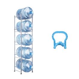 VEVOR - 5 Tiers Water Jug Holder, 5 Gallon Water Bottle Holder, Single Row Water Bottle Rack for 5 Bottles - Silver