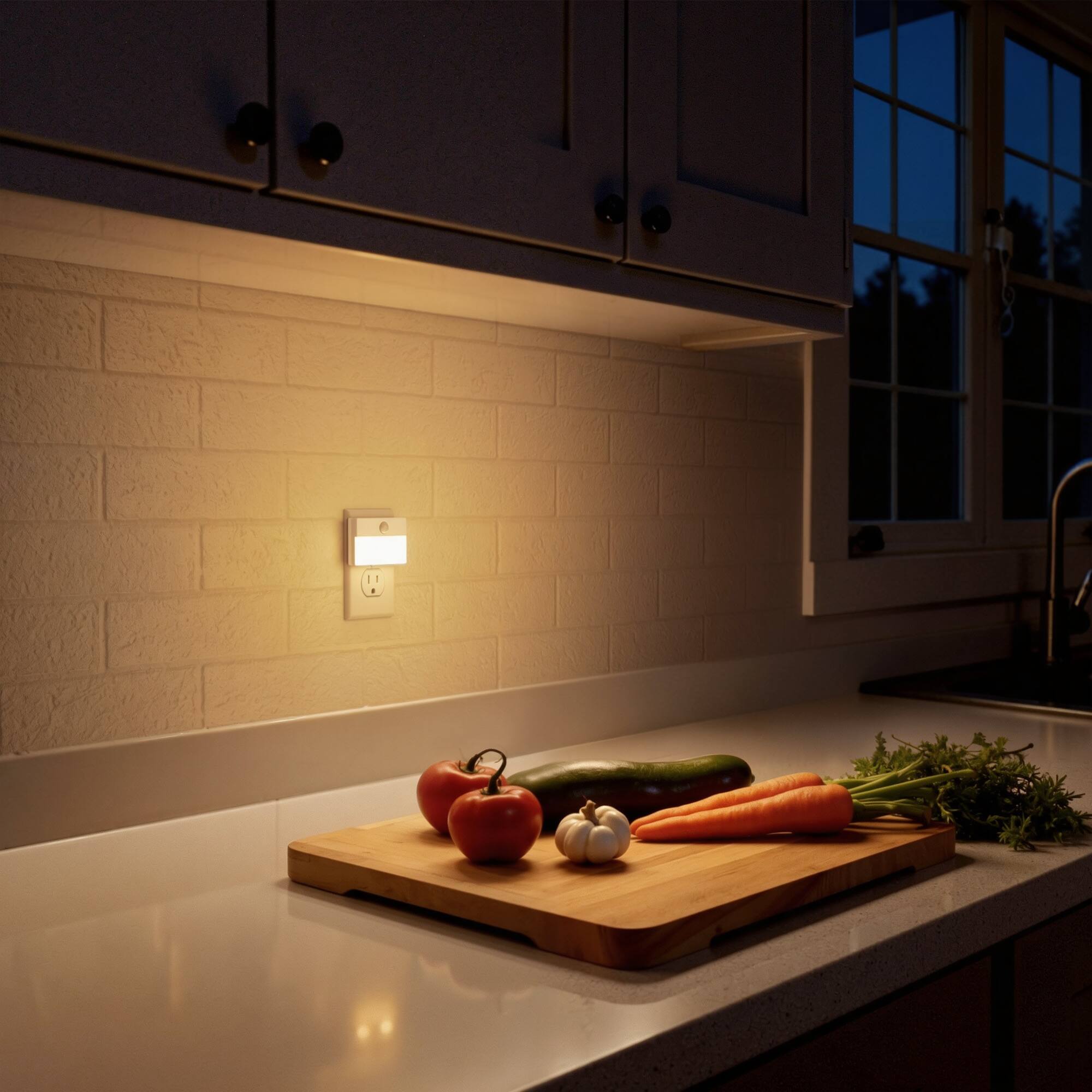 Alt View 1. Jandcase - JANDCASE 0.45W Plug-in Motion Sensor Night Light, 3000K Warm Glow, Square Design, Non-, ON/OFF/AUTO Modes - White.
