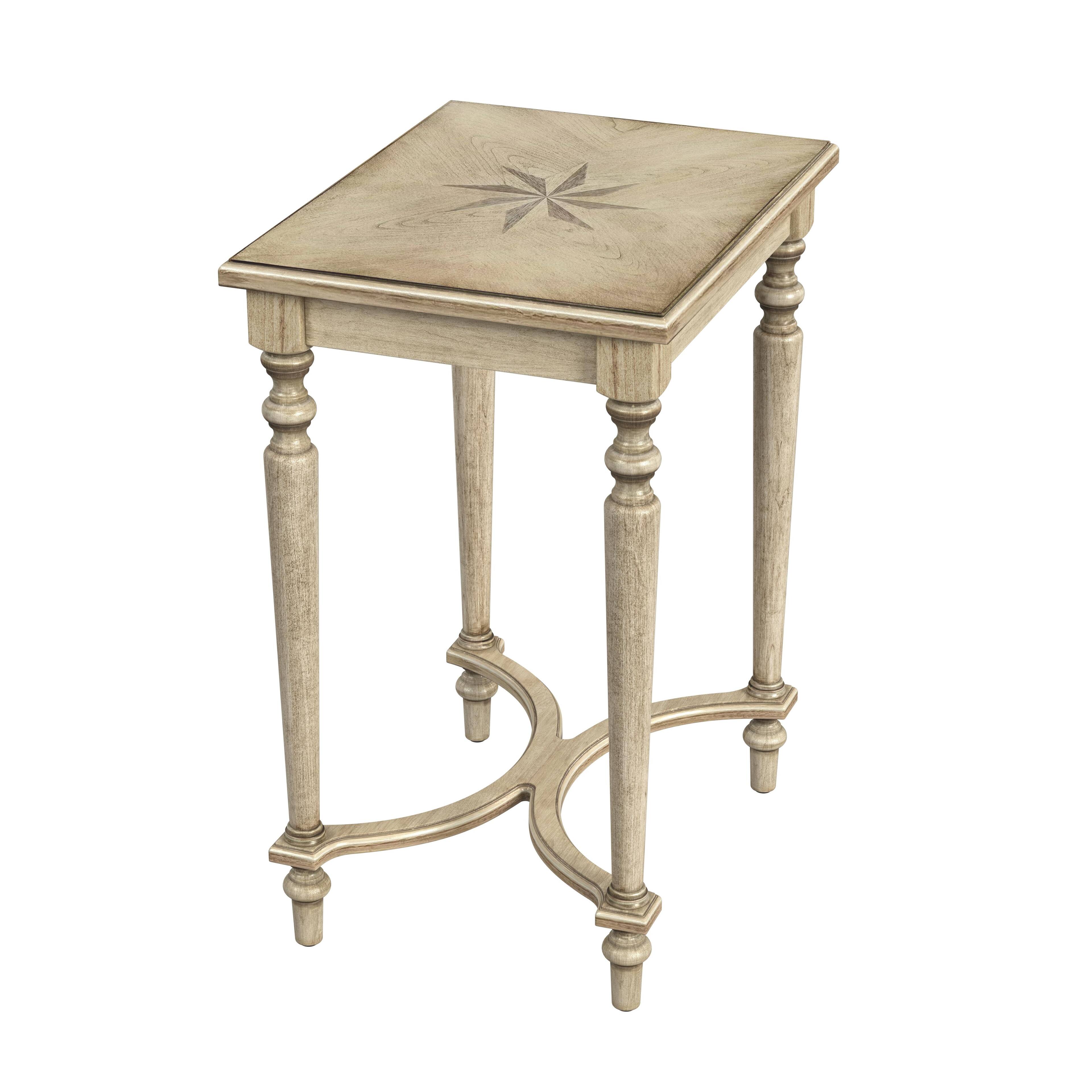 Butler Specialty - Tyler 18 in. W Rectangular Wood Side Table with 4-Way Match Veneer Inlay - Beige