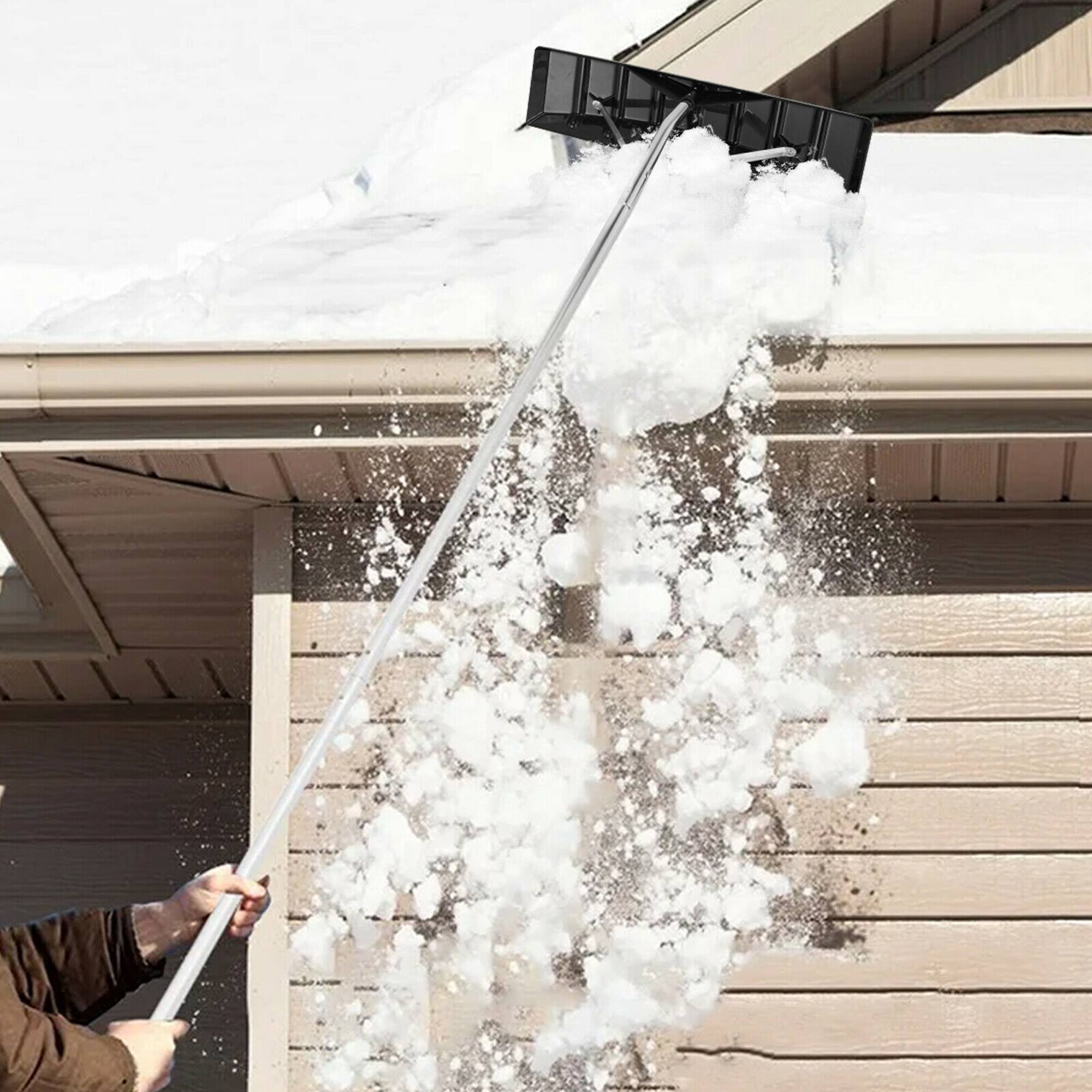 Left. Costway - 20 FT Aluminum Snow Roof Rake Adjustable Sectional Snow Removal Tool - Black + Gray.