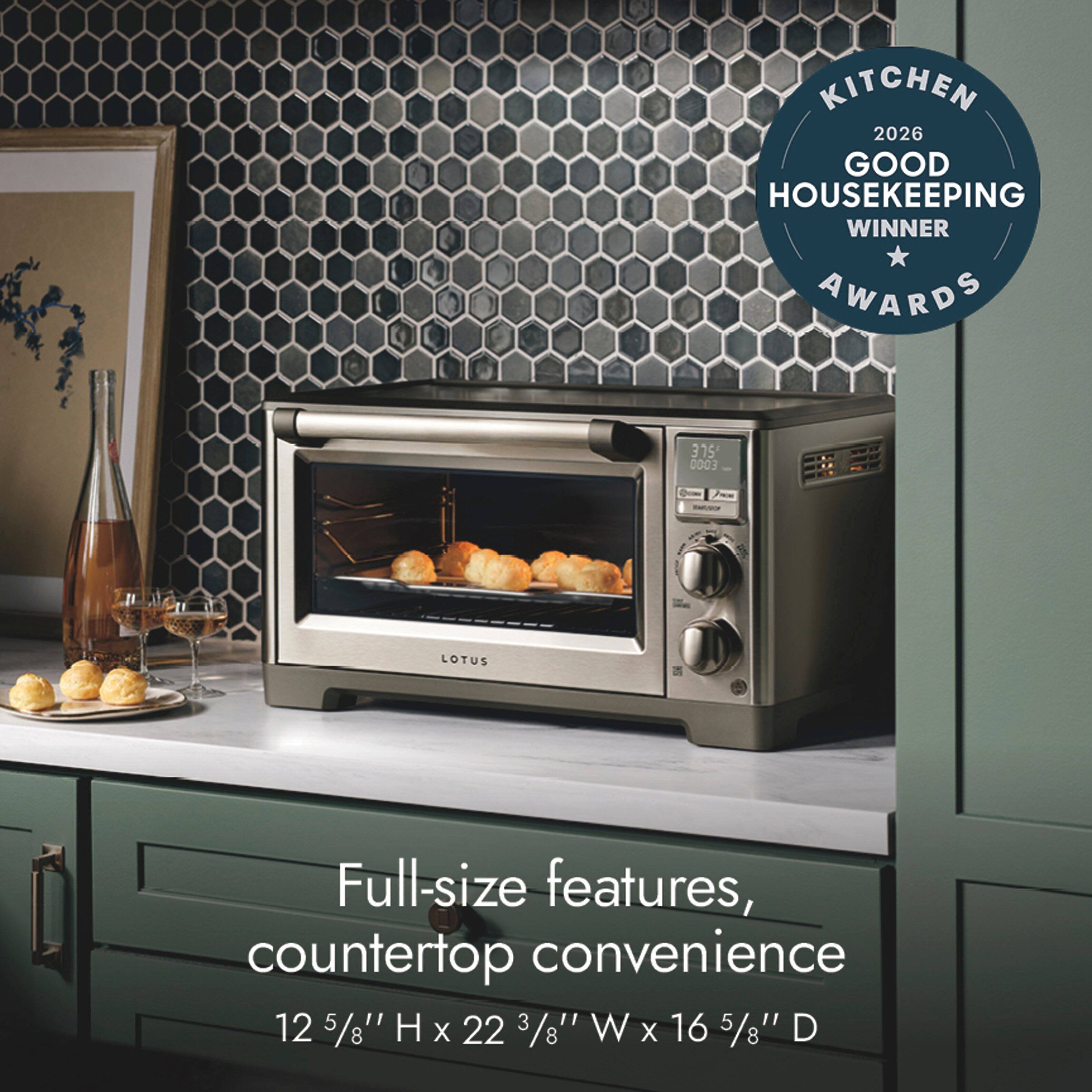 KITCHEN 2026 GOOD HOUSEKEEPING WINNER AWARDS

315 0003

LOTUS

Full-size features, countertop convenience

12 5/8" H x 22 3/8" W x 16 5/8" D