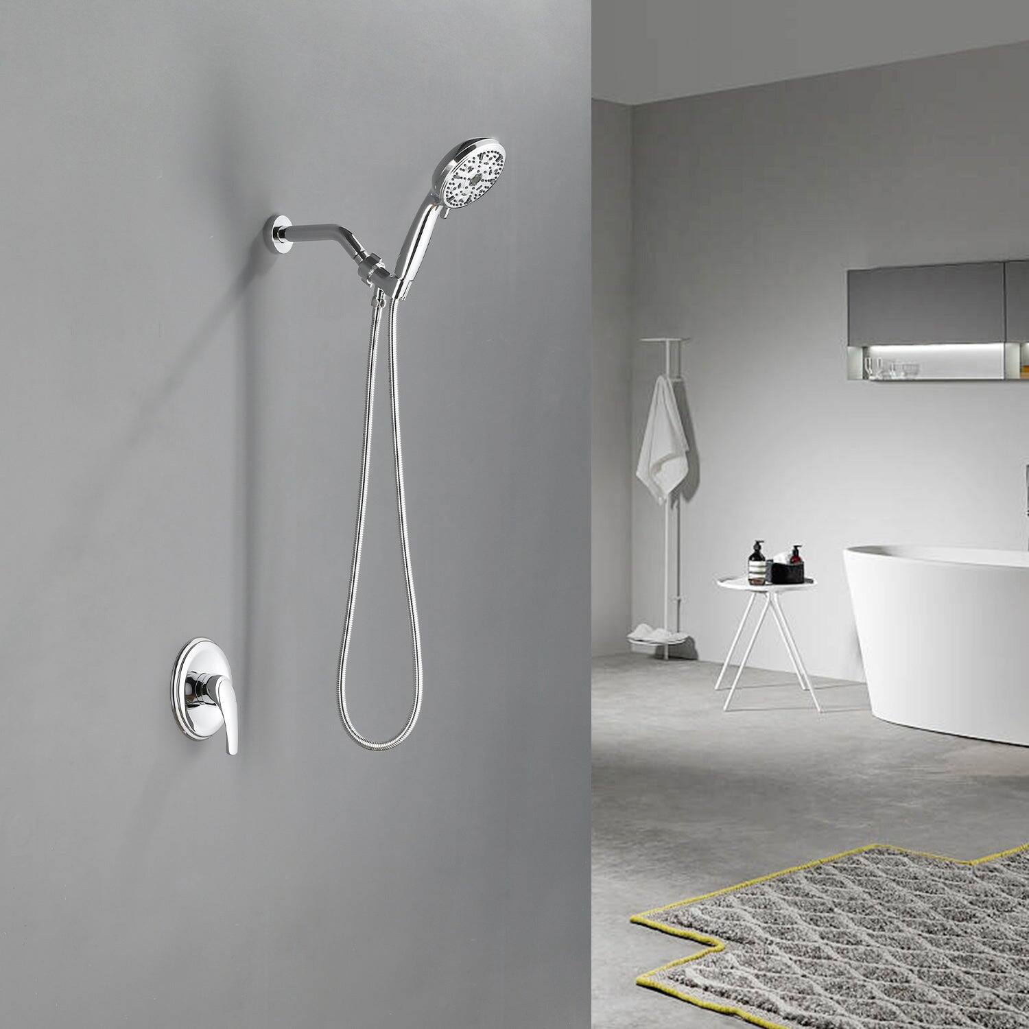 Alt View 2. Boyel Living - Polished Chrome Shower Set with 10 Function Handheld Shower and Pressure Balance Valve - Polished Chrome.