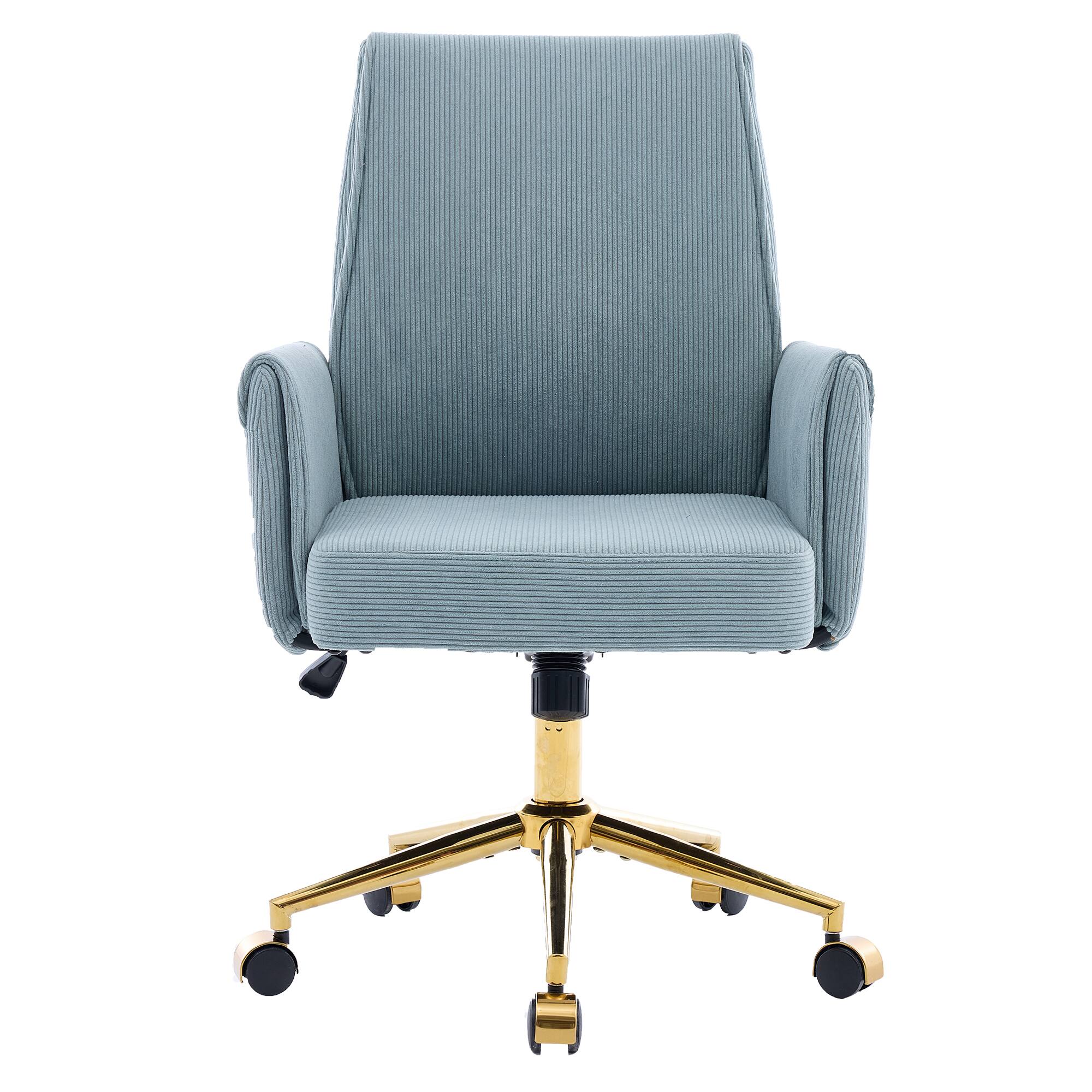 Alt View 6. Meqiodas - Mid-Back Office Chair, Swivel Office Chair, Striped Fabric, Ergonomically Designed, Home Office Chair with Metal Base - Blue.