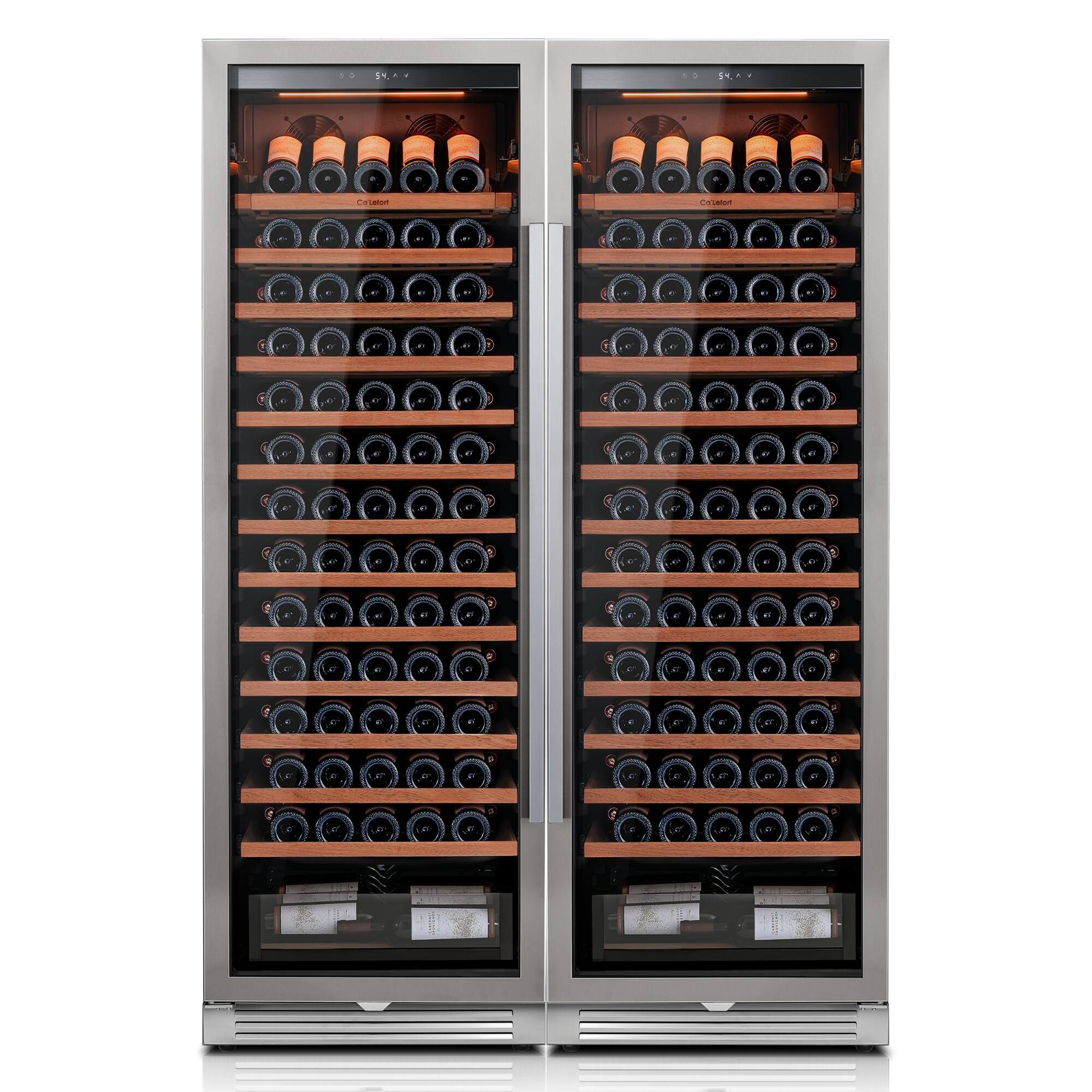 Ca'Lefort - 48 inch 332-Bottle Wine Cooler Refrigerator Freestanding/Built-In For Home Bar combo pacK - Stainless Steel