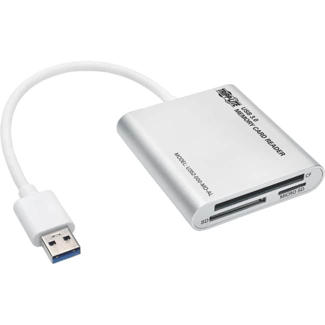 Tripp Lite - by Eaton USB 3.0 SuperSpeed Multi-Drive Memory Card Reader/Writer Aluminum 5Gbps - SD, SDHC, SDXC, Reduced - Silver