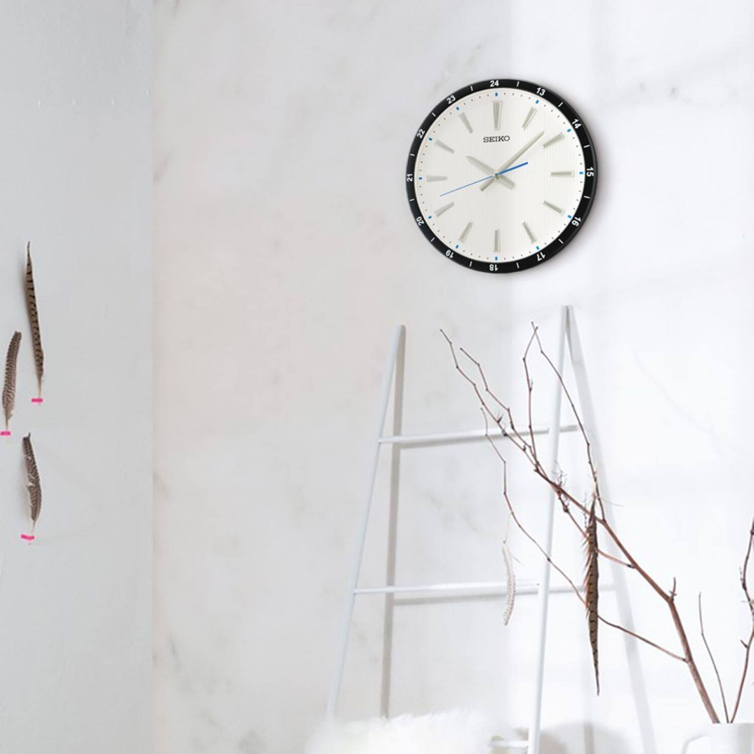 Back. Seiko - Seiko 14" Kao Wall Clock - White - White.