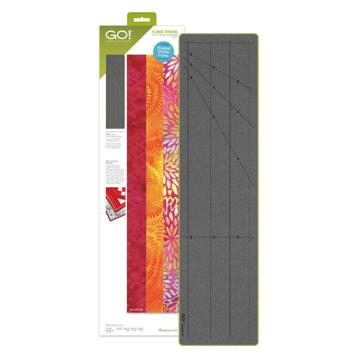 AccuQuilt- GO! Flange Binding Die, Fabric Cutting Die for Quilting Strips, Binding, Sashing & Borders- Multicolor