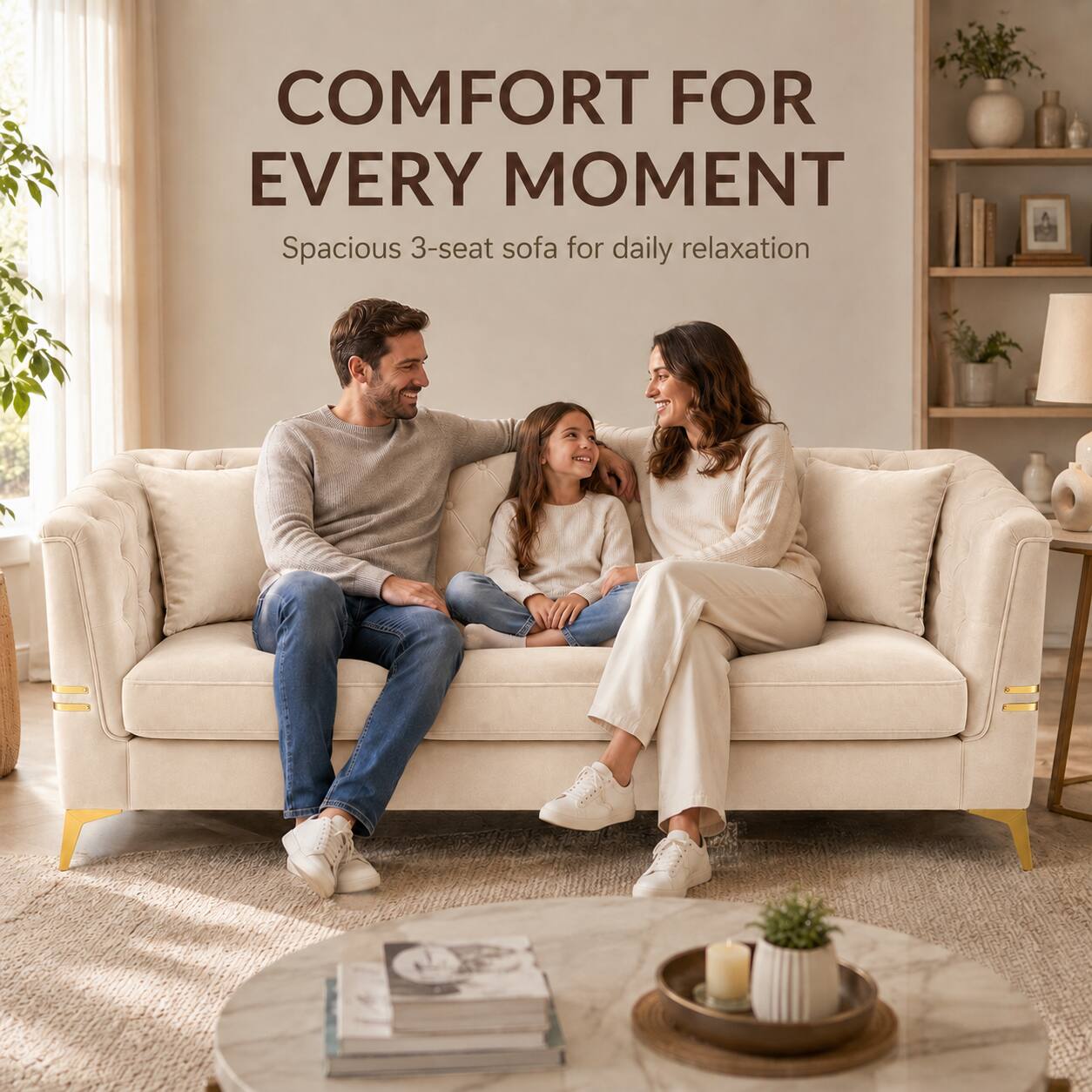 COMFORT FOR EVERY MOMENT  
Spacious 3-seat sofa for daily relaxation
