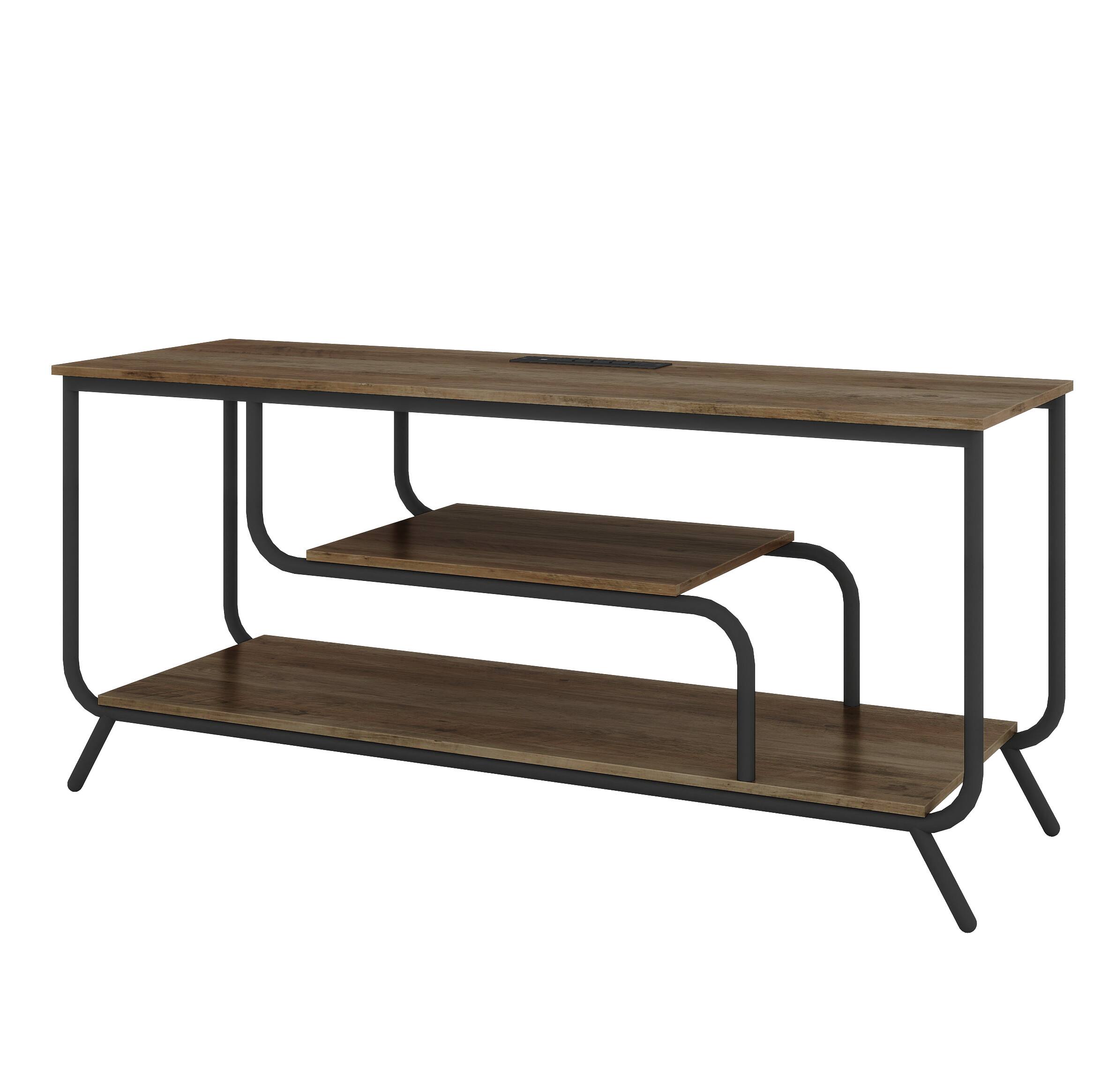 Alt View 7. Ihomeadore - Modern Light Grey  TV console TV stand with TV socket, LED light and  USB Charging Ports - Light Grey.