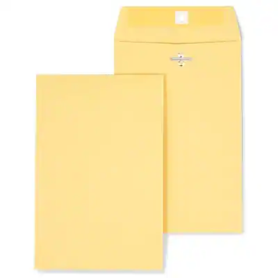 Front. Staples - Kraft Clasp & Moistenable Glue Catalog Envelopes, 6" x 9", 100/Box - Brown.