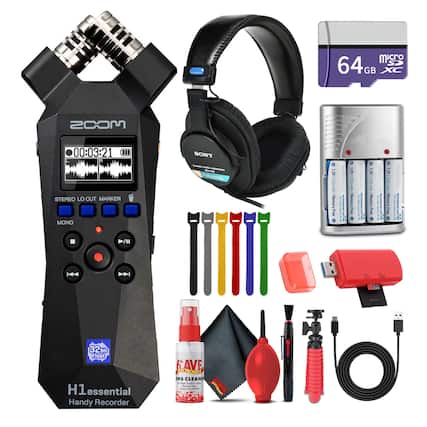 - ZOOM H1 Essential Handy Recorder
- SONY MDR-XB50AP Headphones
- 64 GB Micro SDXC Card
- 1.2V 3150 Batteries (4x)
- Memory Free! (4x)
- 32 bit Float
- AVE Electronics Cleaner
- STEREO LO CUT MARKER
- MONO
- 00:03:21
- PcTioNAS Case