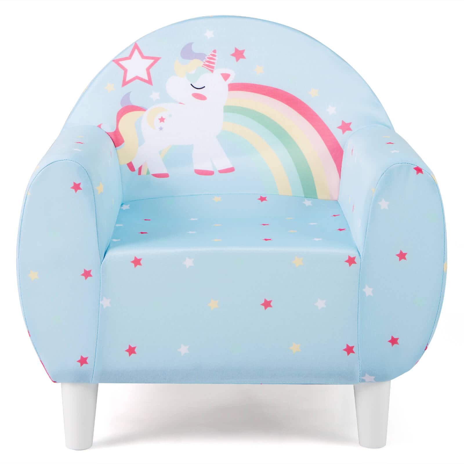 Front. Costway - Costway Kids Sofa with Breathable Spandex Fabric High-density Sponge Filling for Boys Girls - Blue.
