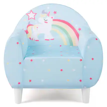 Front. Costway - Costway Kids Sofa with Breathable Spandex Fabric High-density Sponge Filling for Boys Girls - Blue.