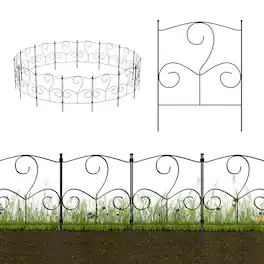 Oumilen - 25-Pack Decorative Garden Fence Panels, 16.5in Tall Black Metal Ornamental Border