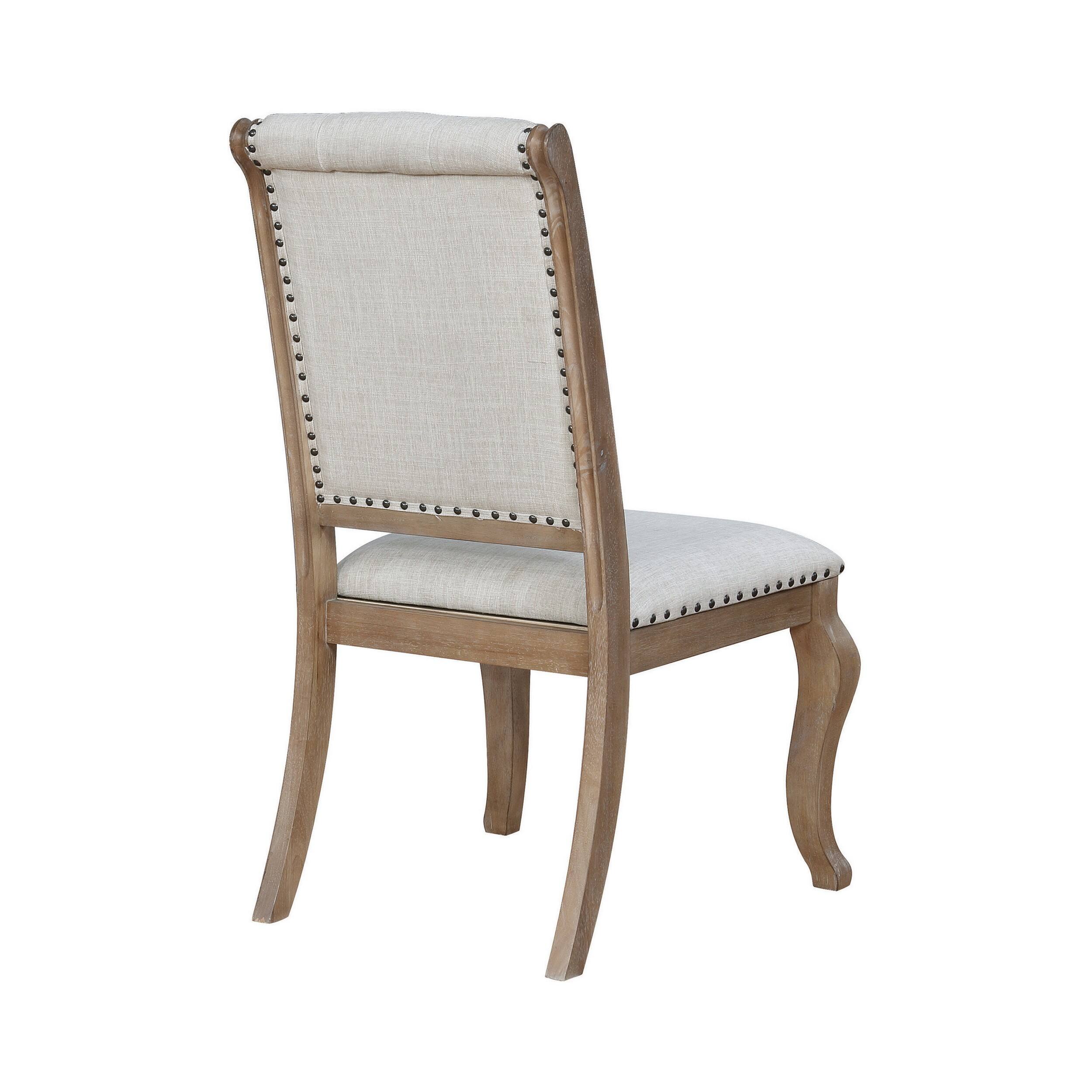 Alt View 1. Manhattan Lane - Button Tufted Fabric Side Chair with Cabriole Legs,Set of 2 - Brown and Cream.