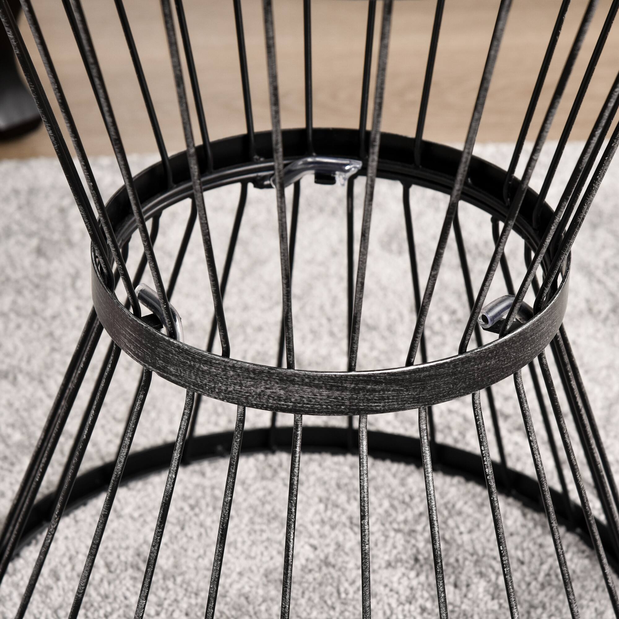 Alt View 7. Outsunny - 16" Steel Patio Side Table, Garden End Table with Hourglass Design, Accent Table for Outdoor and Indoor Use - Distressed Black.