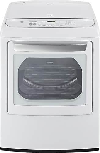 Front. LG - 7.3 Cu. Ft. 12-Cycle Ultralarge-Capacity Steam Gas Dryer - White.