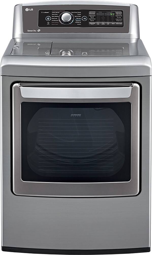 Front. LG - 7.3 Cu. Ft. 14-Cycle Ultralarge-Capacity Steam Gas Dryer - Graphite steel.