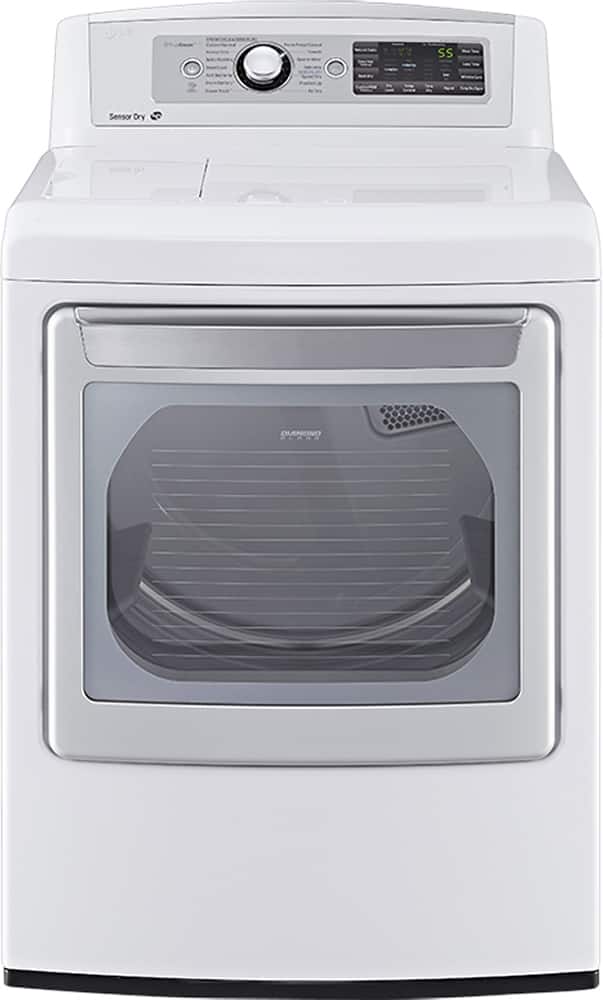 Front. LG - 7.3 Cu. Ft. 14-Cycle Steam Gas Dryer - White.
