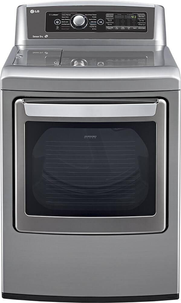 Front. LG - 7.3 Cu. Ft. 14-Cycle Steam Electric Dryer - Graphite steel.