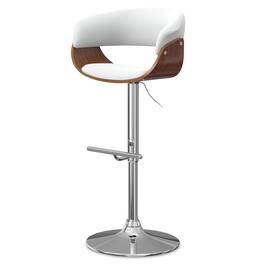 Simpli Home - Sheldon Mid Century Modern 34 inch Adjustable Swivel Bar Stool Vegan Faux Leather - White