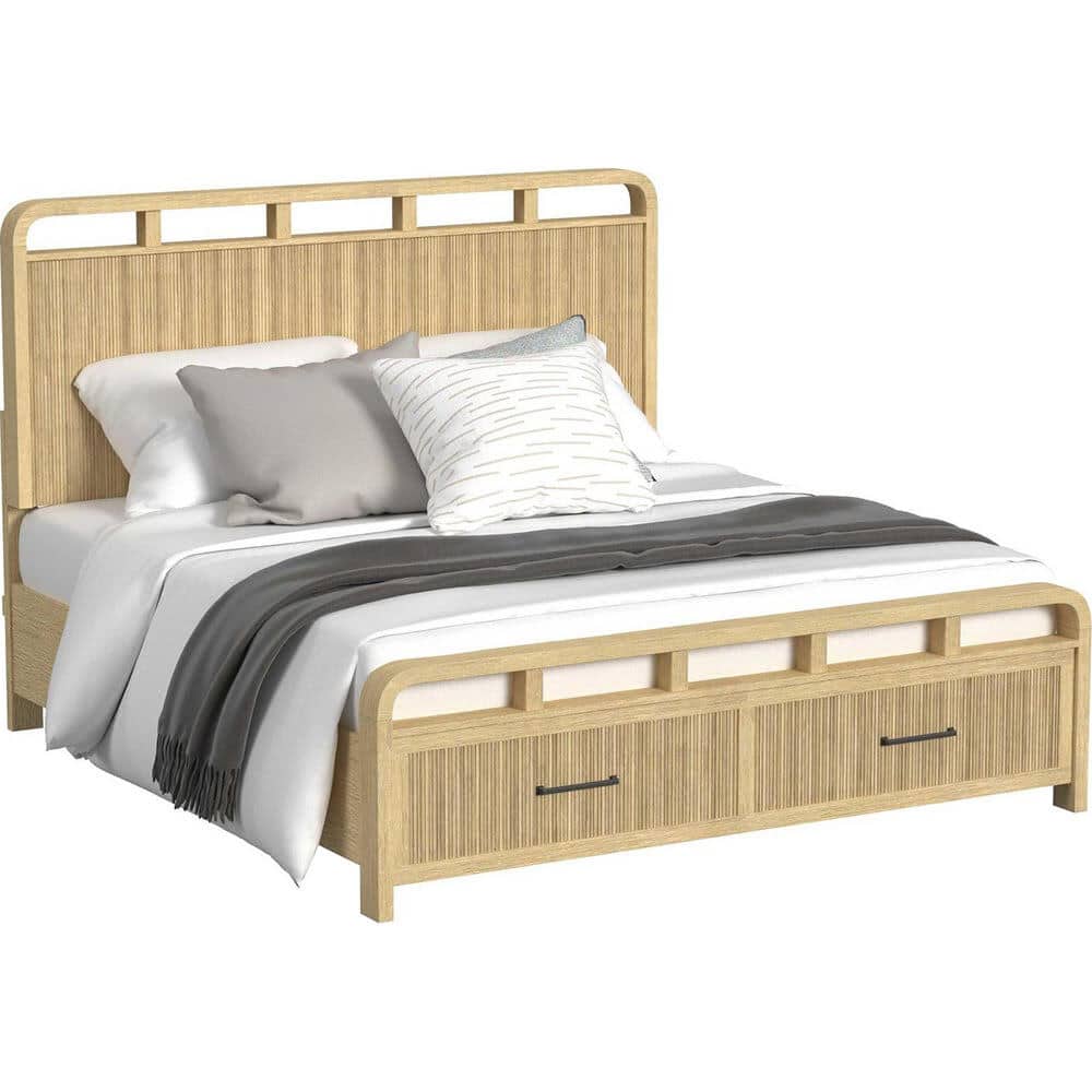 Elements - Ridgemont Queen Headboard and Storage Footboard - Natural