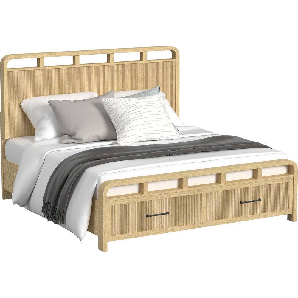 Front. Elements - Ridgemont Queen Headboard and Storage Footboard - Natural - Natural.