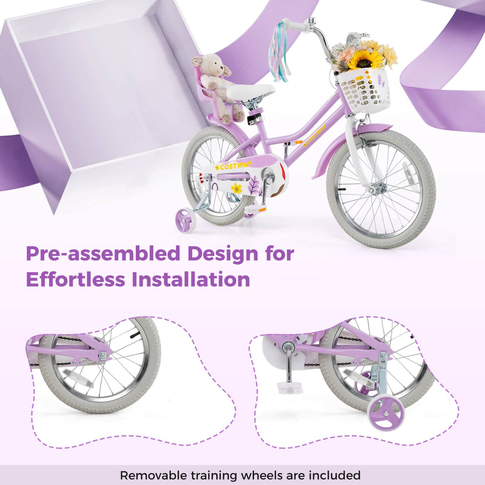 COSTWAY Pre-assembled Design for Effortless Installation  
Removable training wheels are included