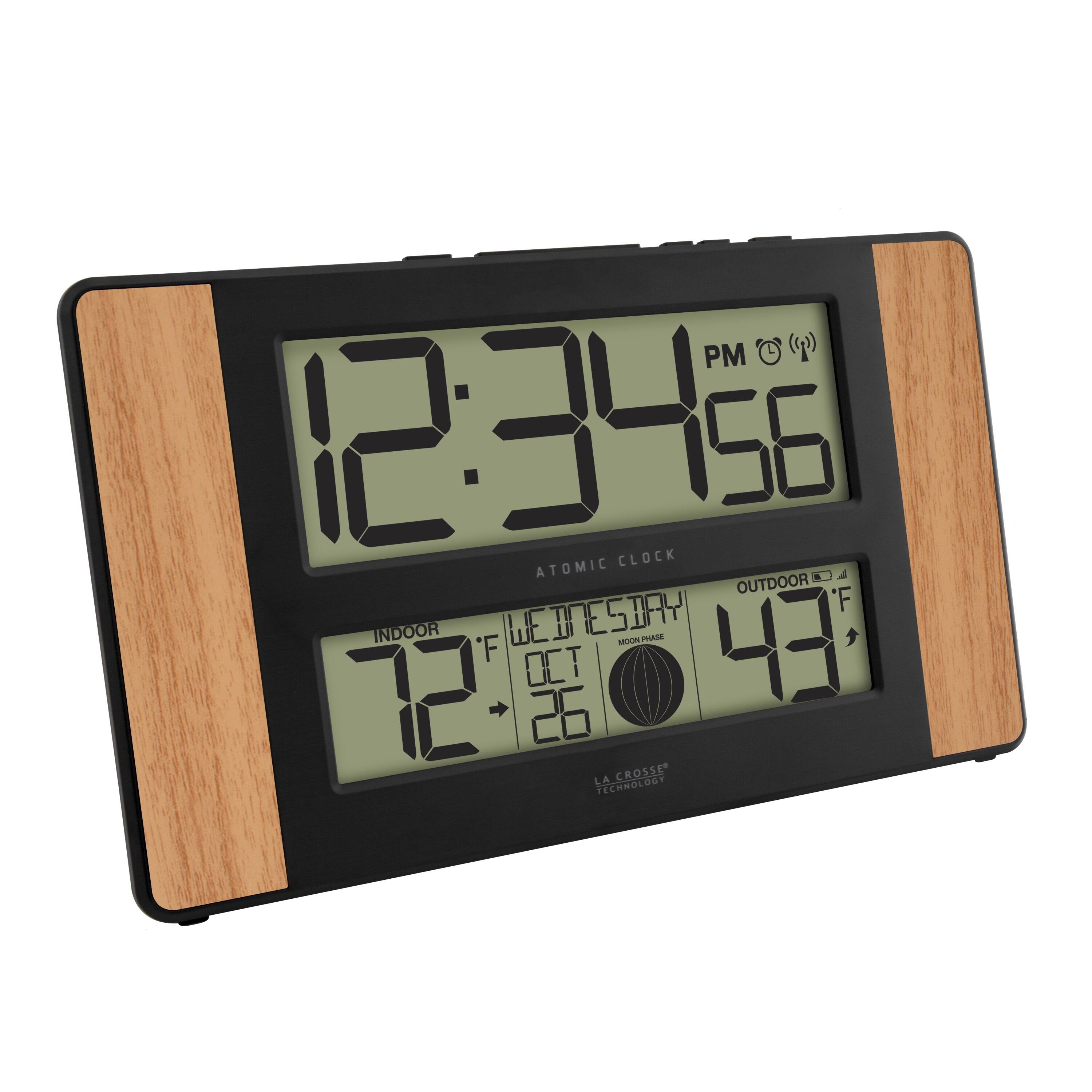 PM 12:34:56  
ATOMIC CLOCK  
WEDNESDAY OCT 26  
INDOOR 72°F  
OUTDOOR 43°F  
LA CROSSE TECHNOLOGY