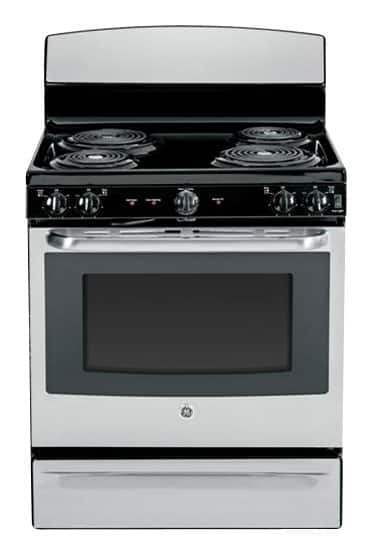 Front. GE - 30" Self-Cleaning Freestanding Electric Range - Stainless steel.