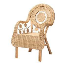 bali & pari - Putri Modern Bohemian Natural Rattan Arm Chair - Natural Brown