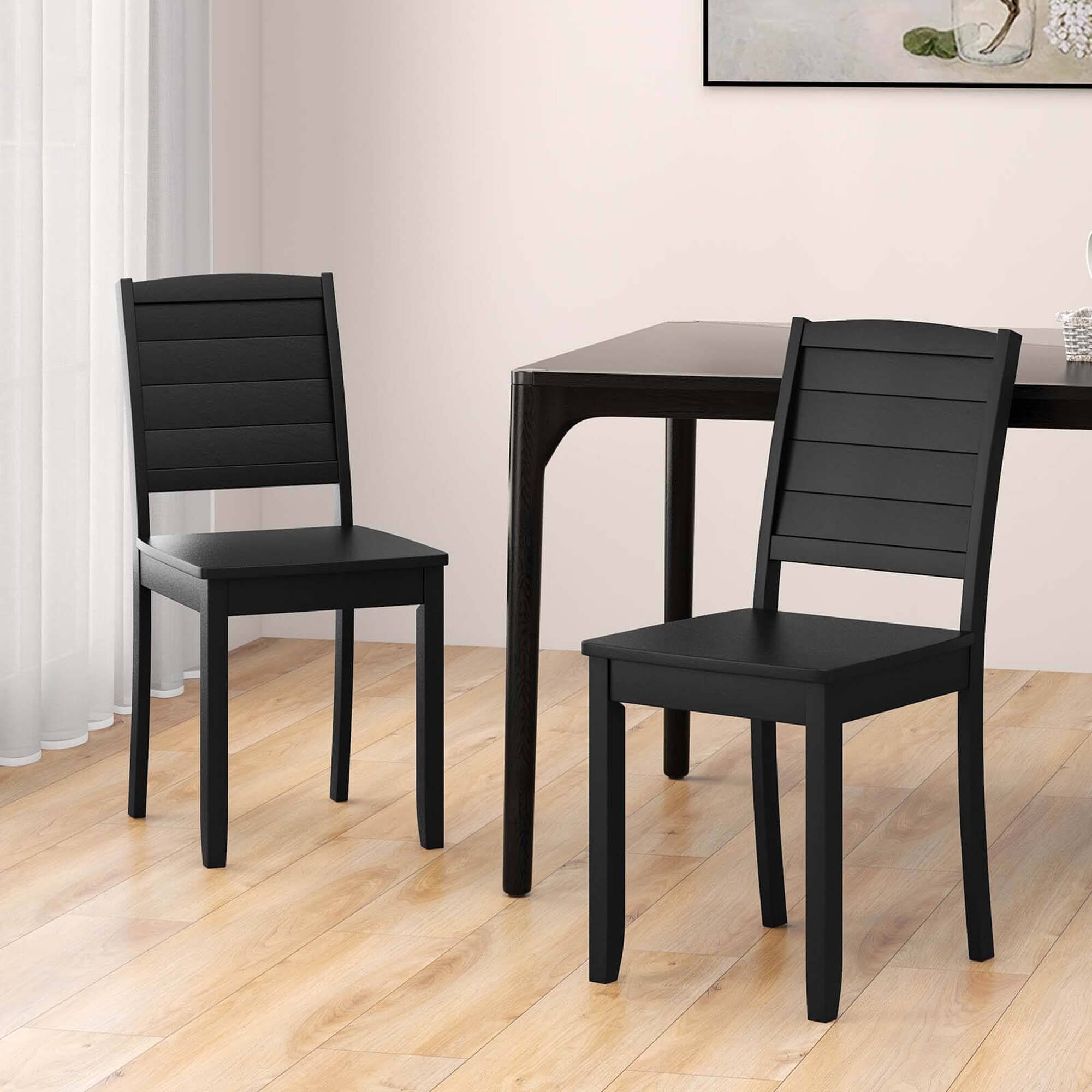 Alt View 1. Costway - Costway Armless Wood Dining Chair Set of 2 with Rubber Wood Legs Curved Backrest Kitchen - Black.