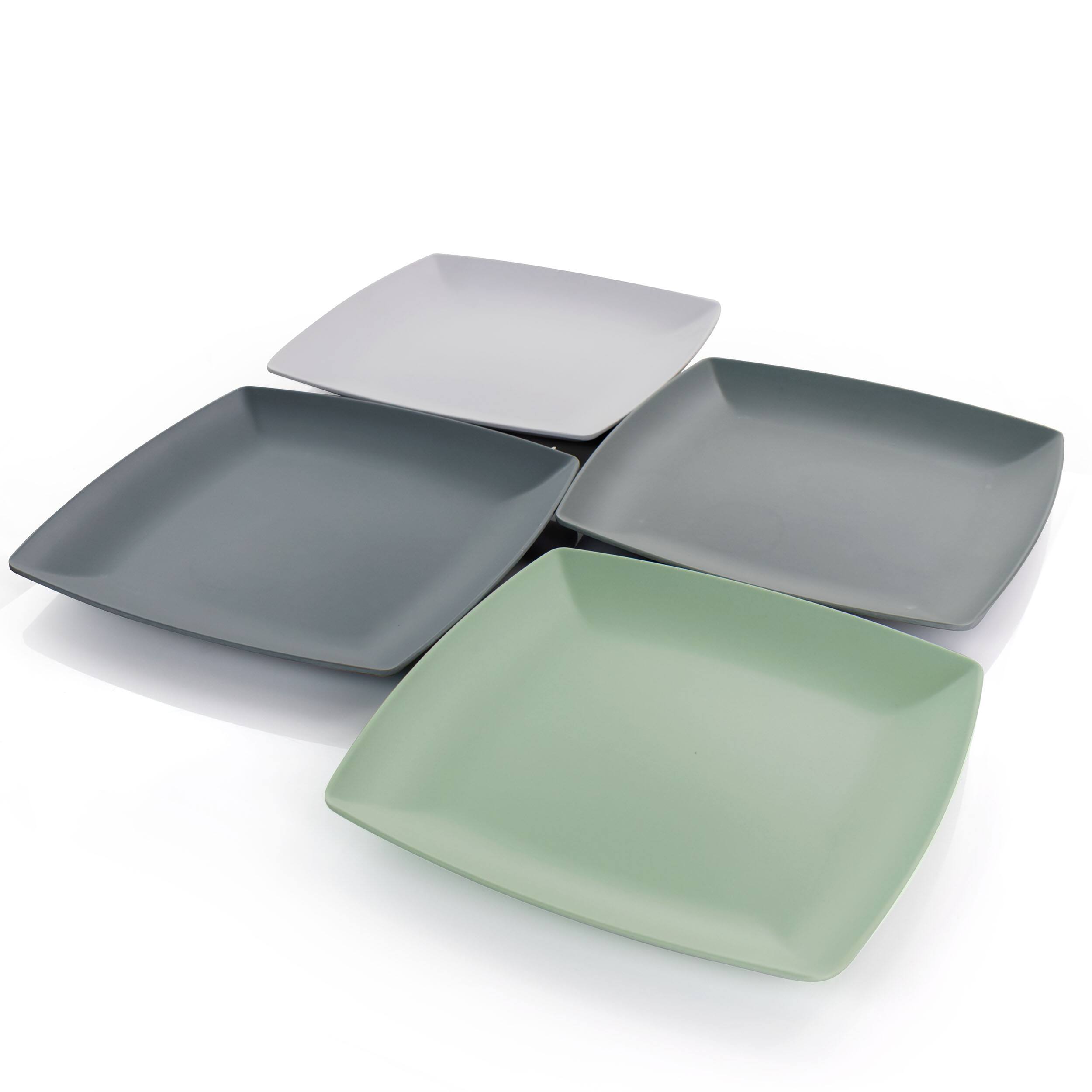 Alt View 1. Gibson - Gibson Home Grayson 4 Piece 10.5 Inch Square Melamine Dinner Plate Set in Assorted Colors - Assorted.
